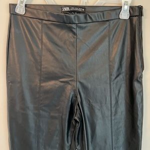Black womens faux leather pants